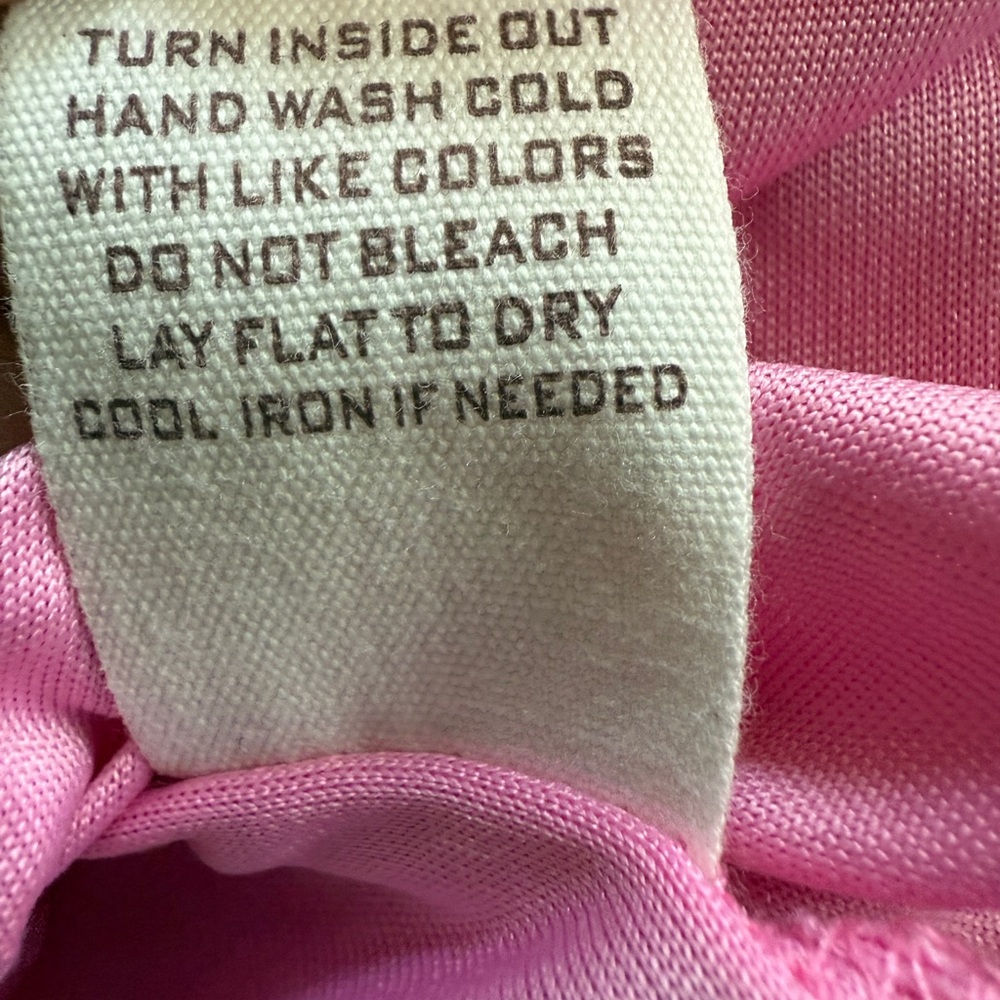 Pink linen v neck long Dress w/ sleeves Medium ptp 14” 50” length prarie boho - Picture 6 of 7